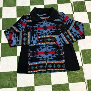 Women's XL Chaps Sport Multicolored Aztec Patterned Fleece Zip-Up Jacket